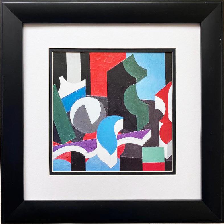 PATRICK HENRY BRUCE " FORMS": CUSTOM FRAMED ART PRINT. FRAMED IN BLACK AND DOUBLE MATTED IN BLACK AND WHITE. Absract, geometric, contemporary image.