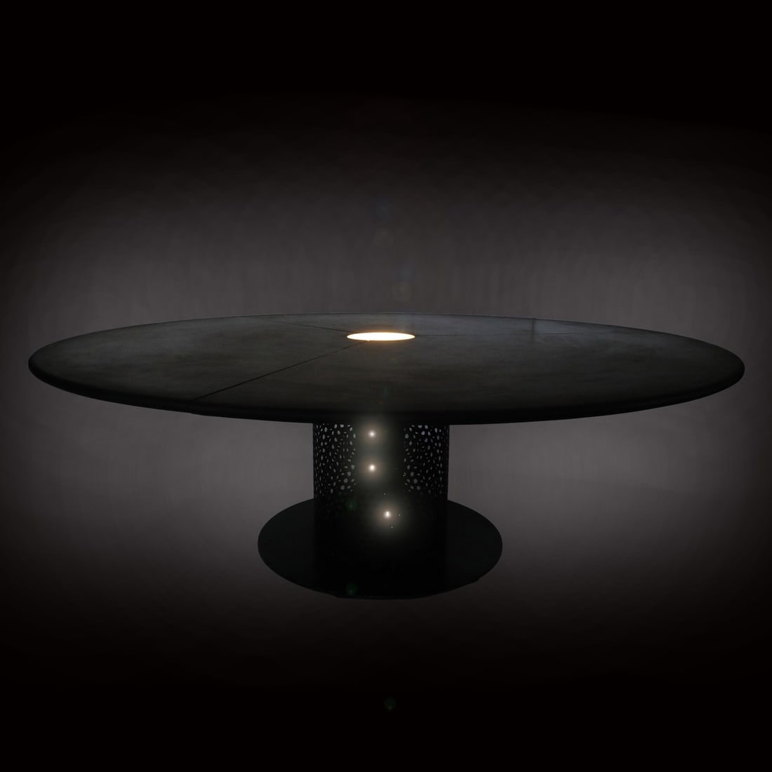 Grande tavolo tondo in ardesia con luce centrale: /