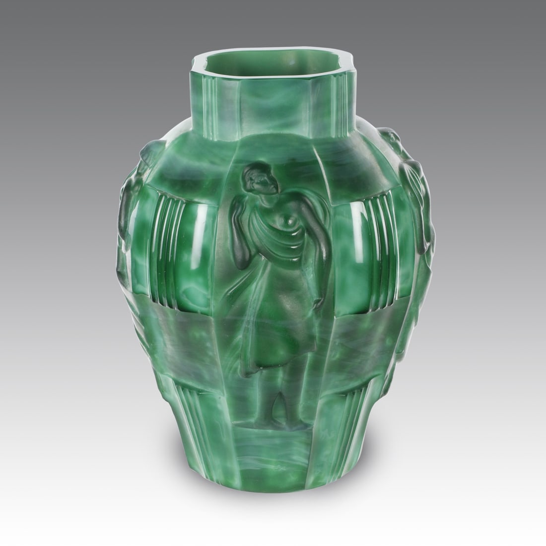 Arthur Plewa Vaso in vetro giada, produzione Curt Schlevogt - Cecoslovacchia (1 of 5)