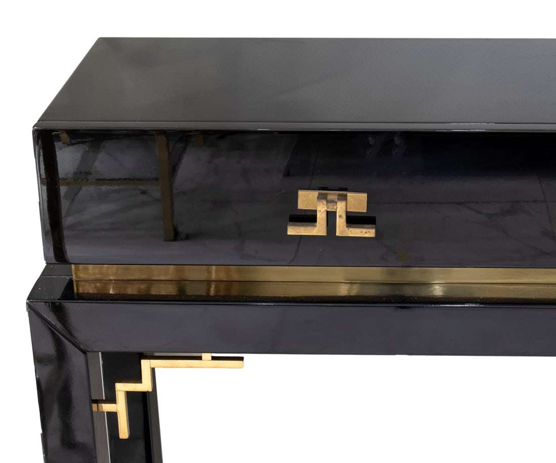Vintage sideboard in lacquered wood and brass with two drawers on the front (1 of 1)