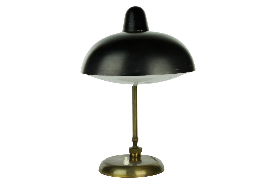 Lampada da tavolo anni 60 nera con plexiglass copri lampadina (1 of 1)