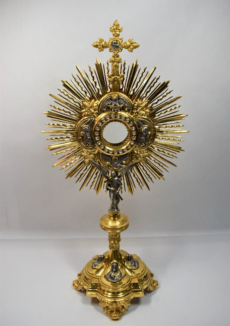 Gilt and silver plated brass sunburst monstrance (1 of 13)