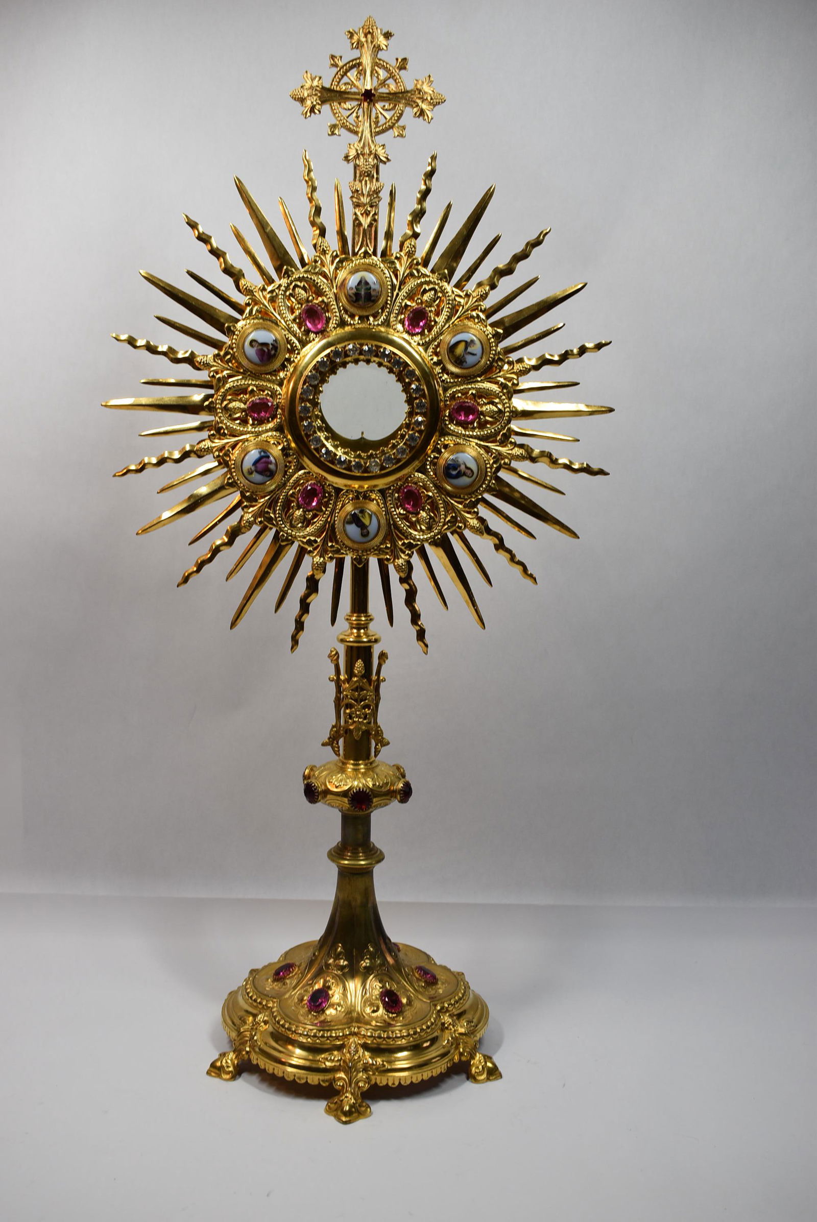 Gilt brass sunburst jewelled monstrance reliquary (1 of 20)