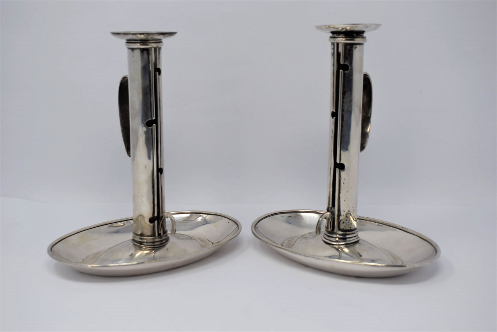 Pair of antique silver push-up chambersticks (1 of 10)