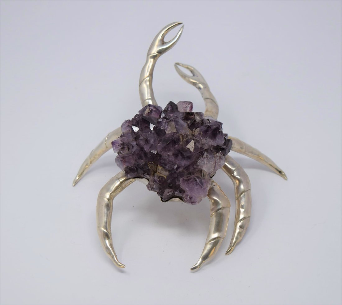 Brazilian .900 silver and amethyst crab c.1970 (1 of 9)