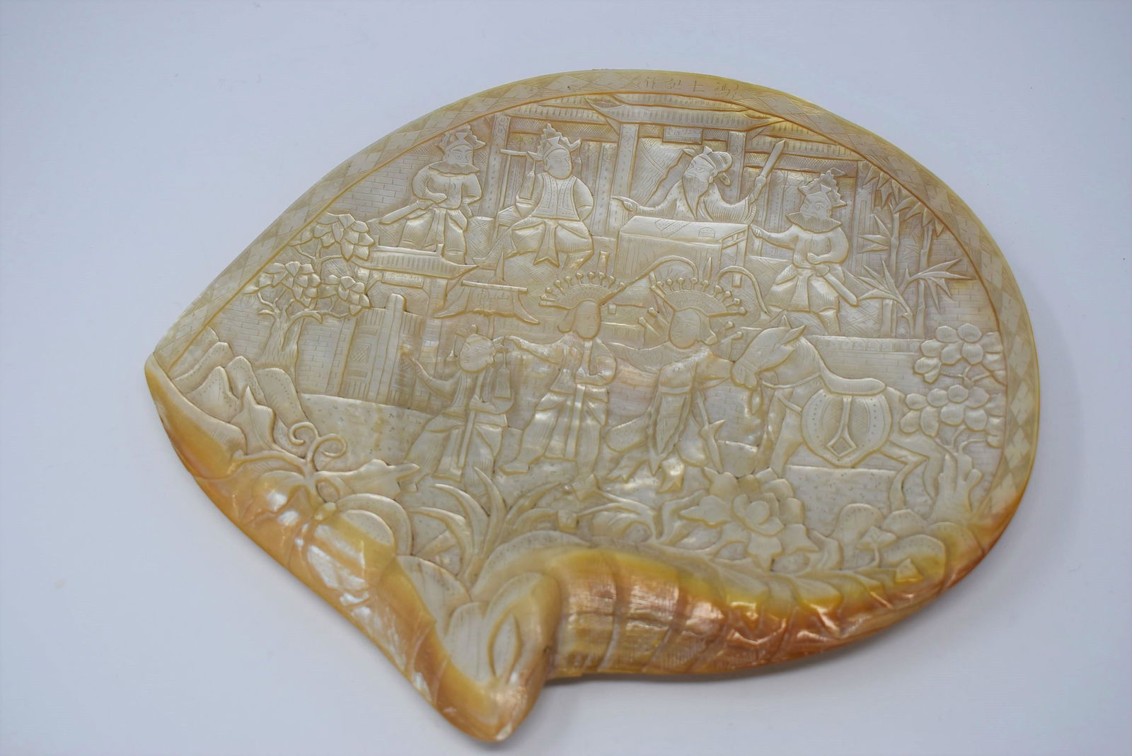 Chinese carved abalone shell (1 of 6)