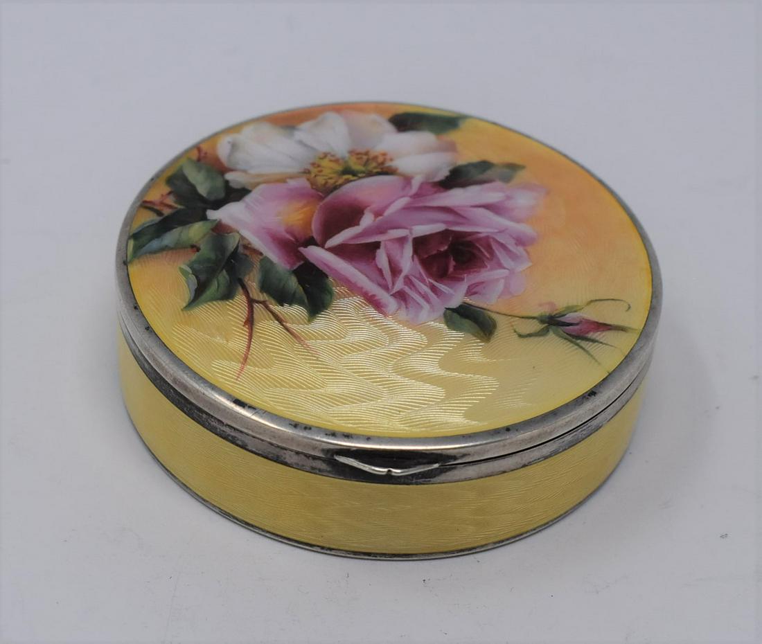 Continental .935 silver and guilloche enamel pill box (1 of 10)