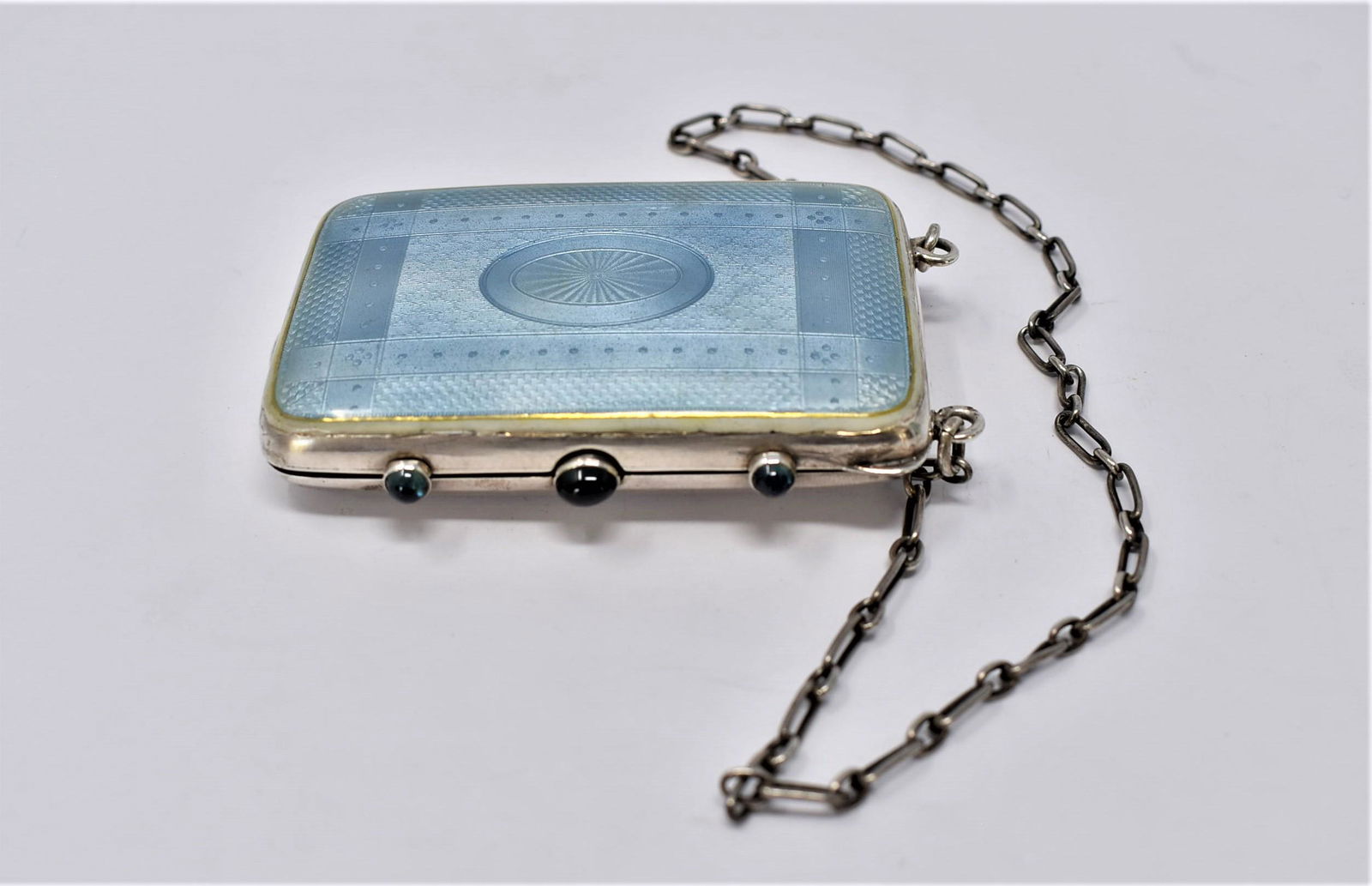 Sterling silver and guilloche enamel vanity case (1 of 19)