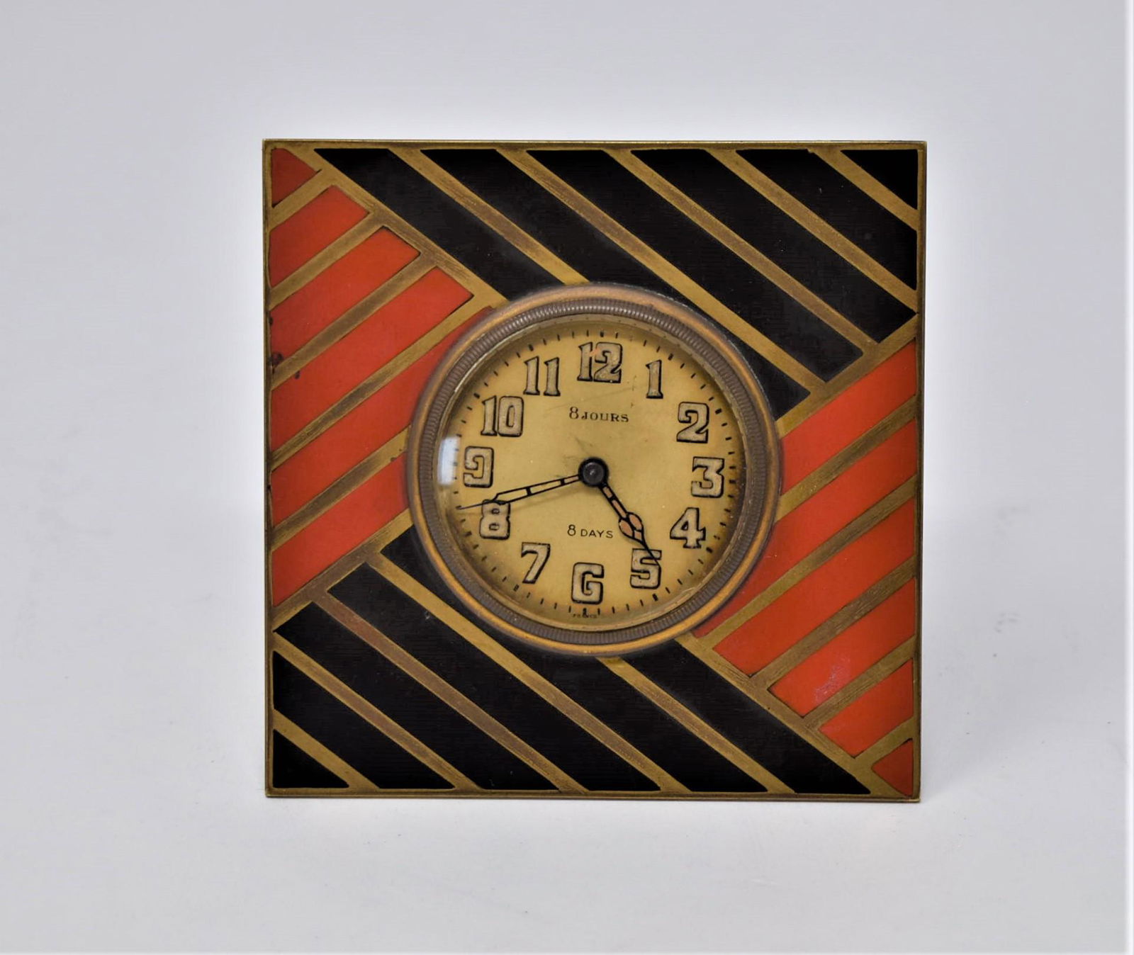Art deco enamelled bronze easel clock (1 of 10)
