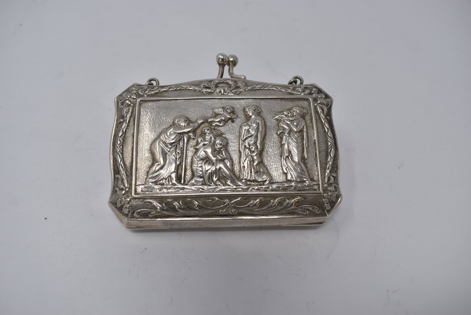 Antique silver purse/ case with neo-classical frieze (1 of 5)