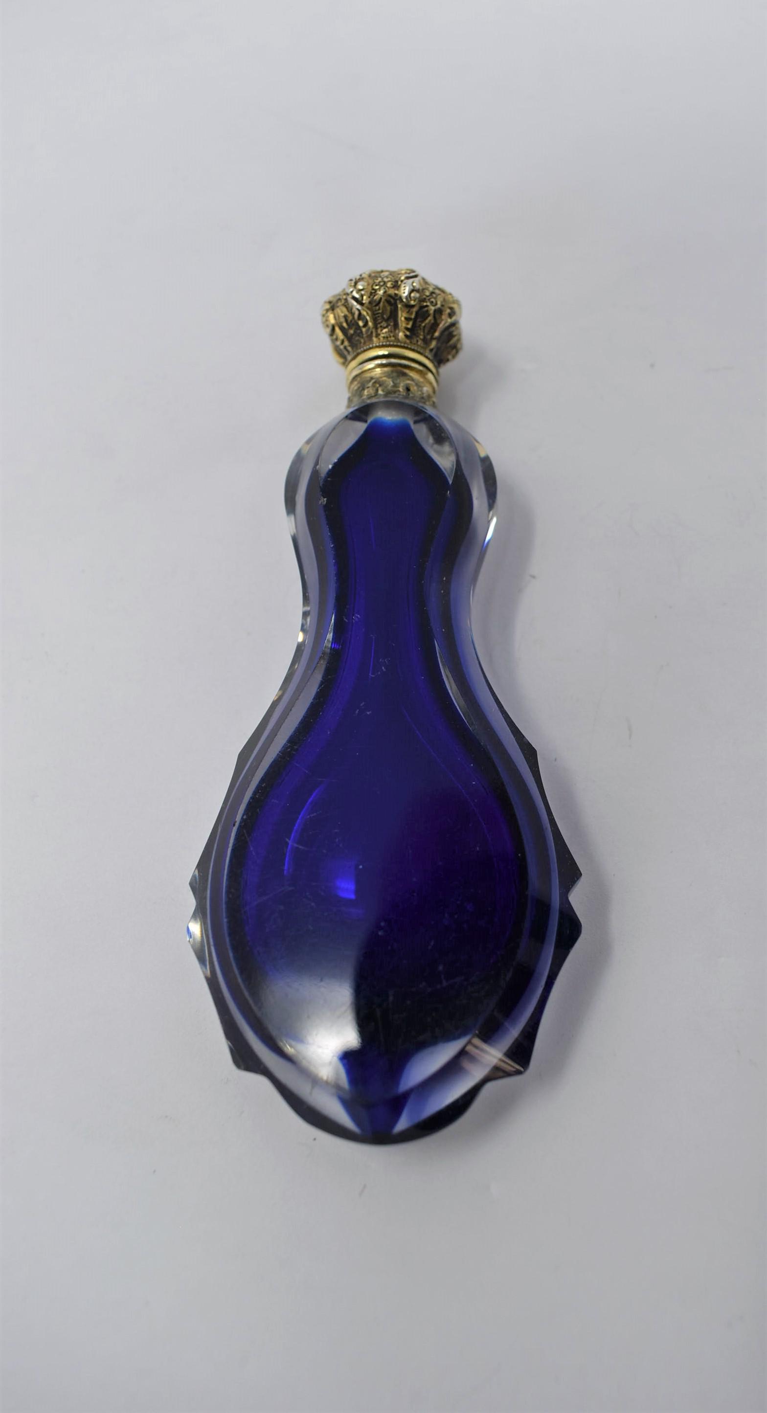 Antique silver mounted cobalt blue glass perfume (1 of 9)