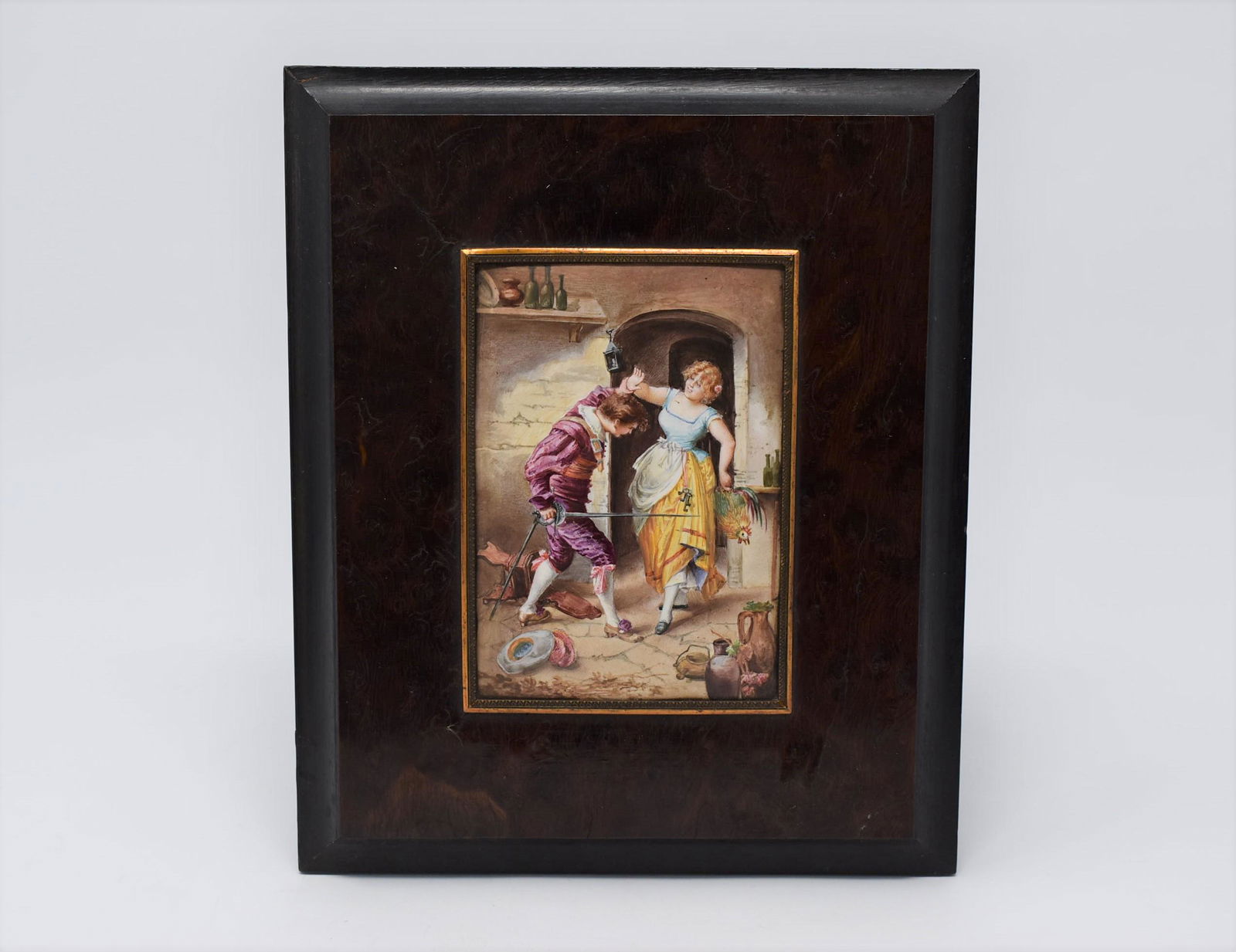 Framed antique enamel on copper plaque (1 of 8)