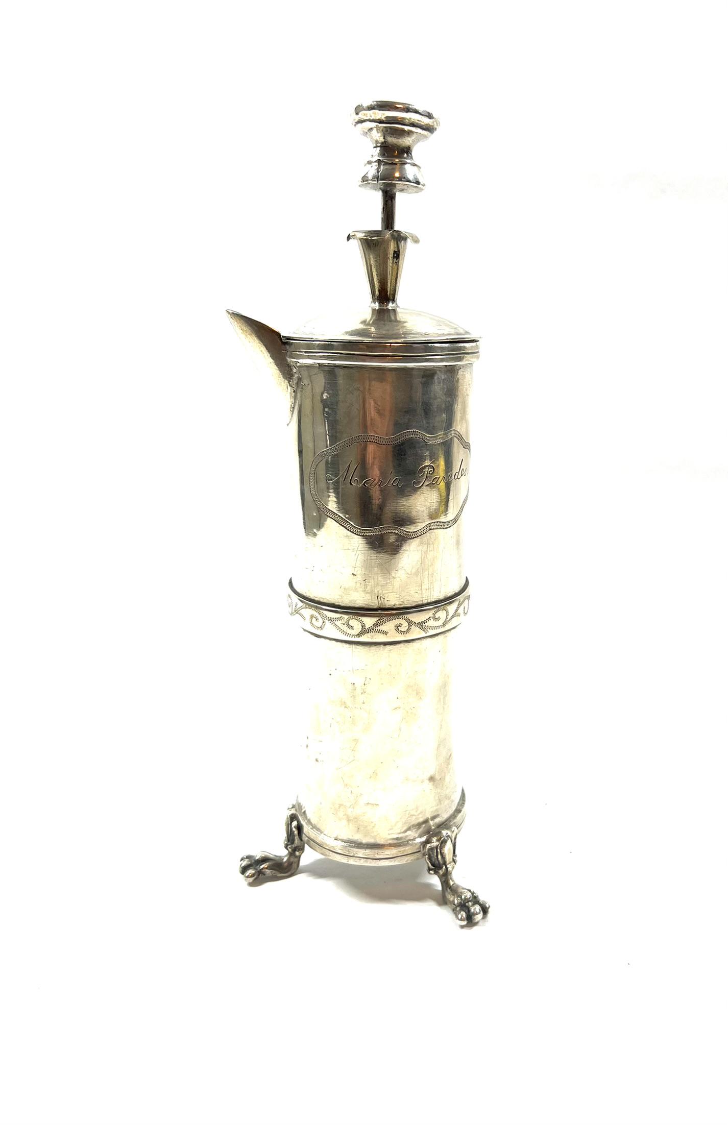 Antique colonial silver coffee pot, early 19th century (1 of 8)