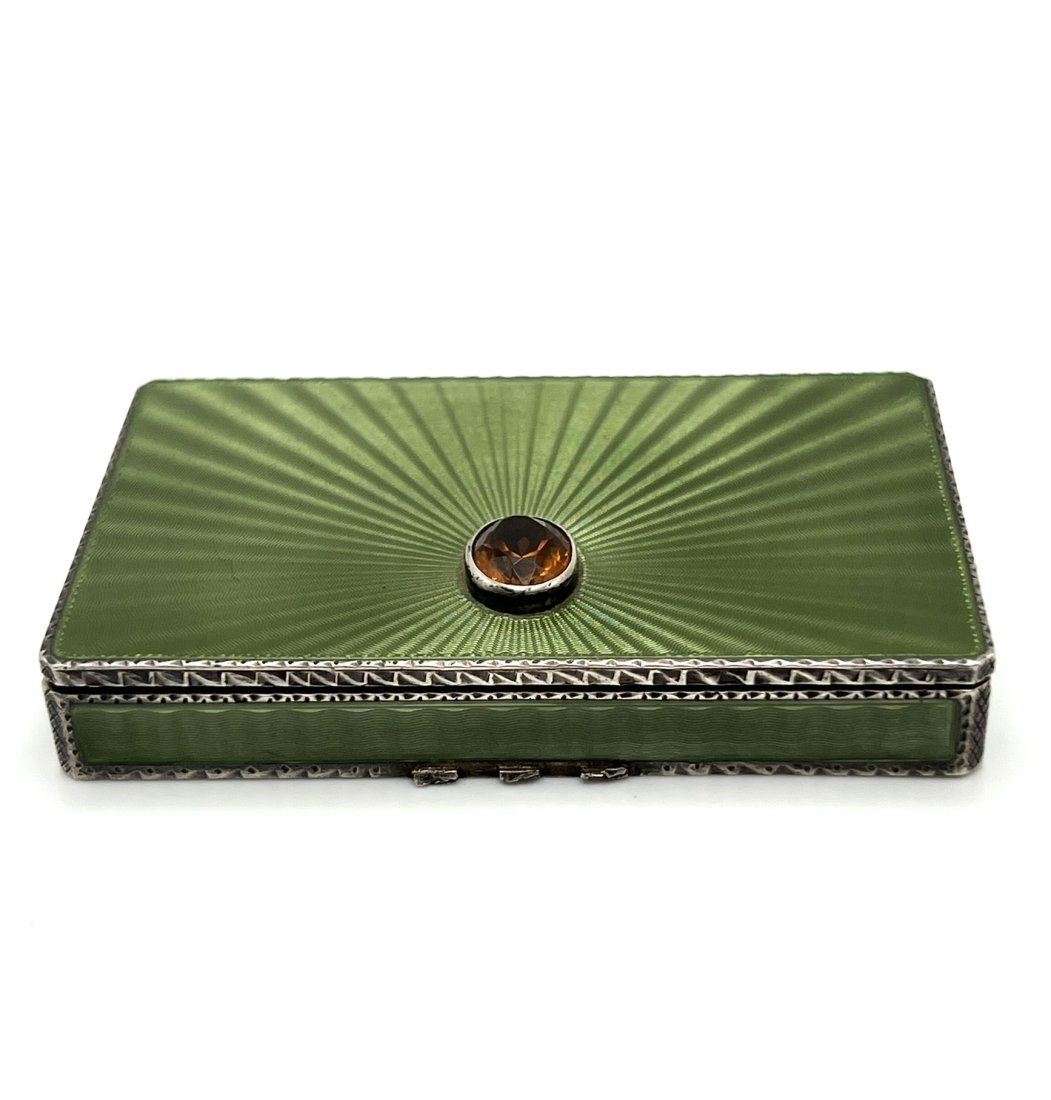 Art Deco sterling silver and guilloche enamel case (1 of 17)