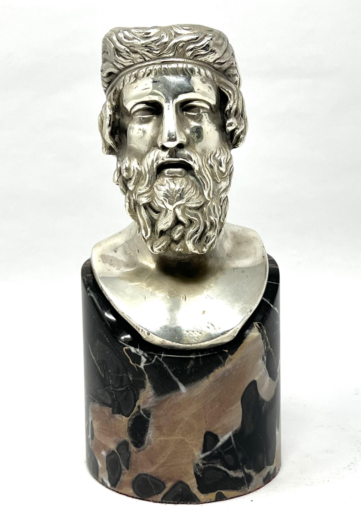 Silvered bronze and marble Grecian God sculpture / paper weight (1 of 11)