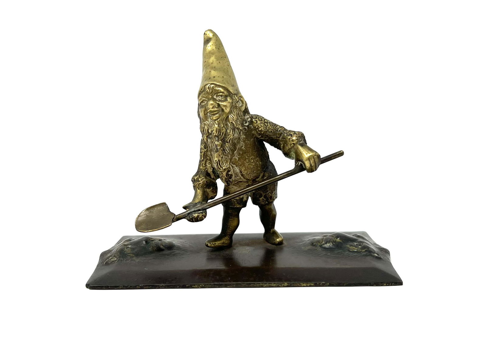Unusual patinated bronze group with gnome (1 of 15)