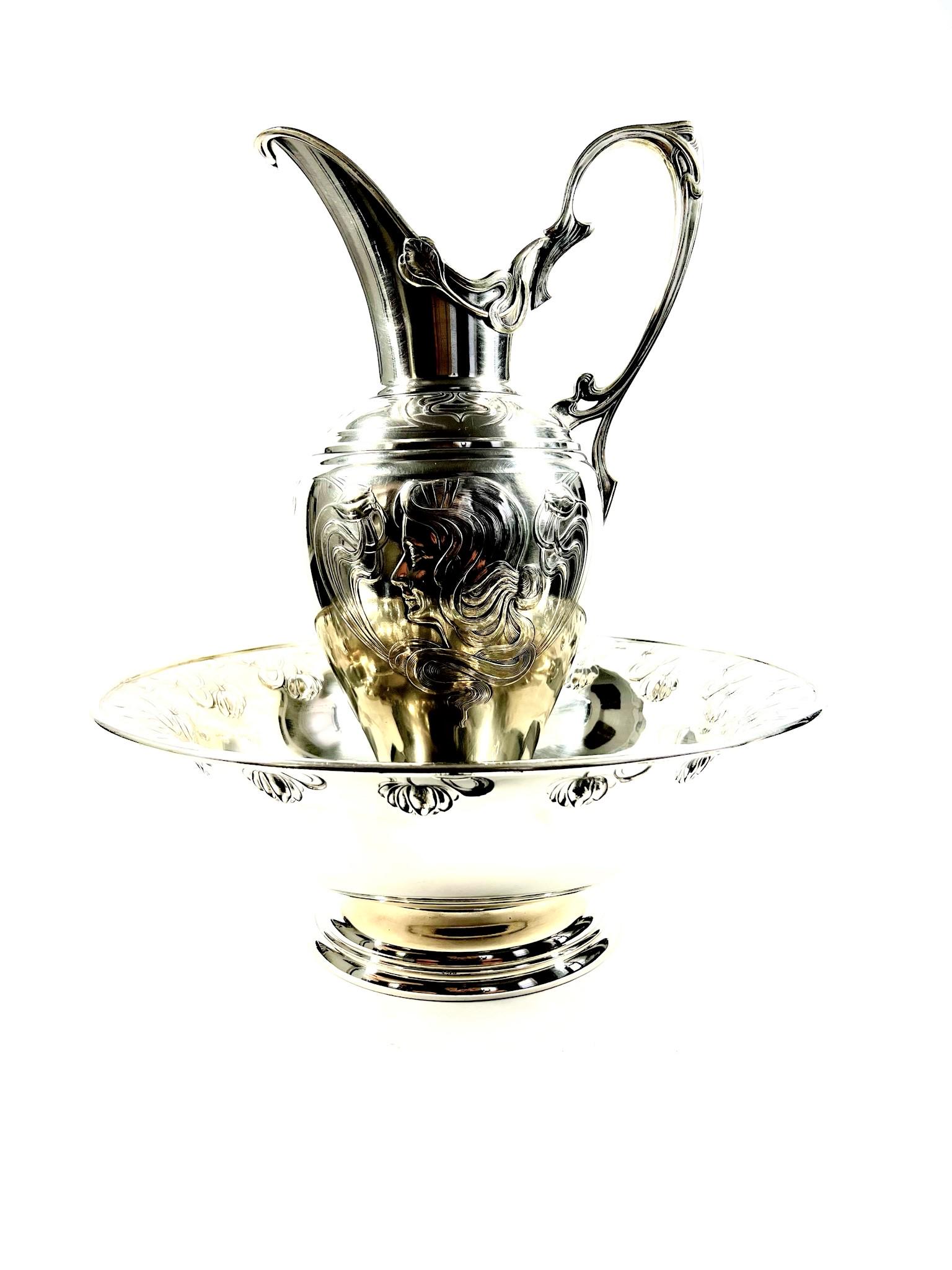 Very large Art Nouveau jug and basin circa 1905, WMF (1 of 20)