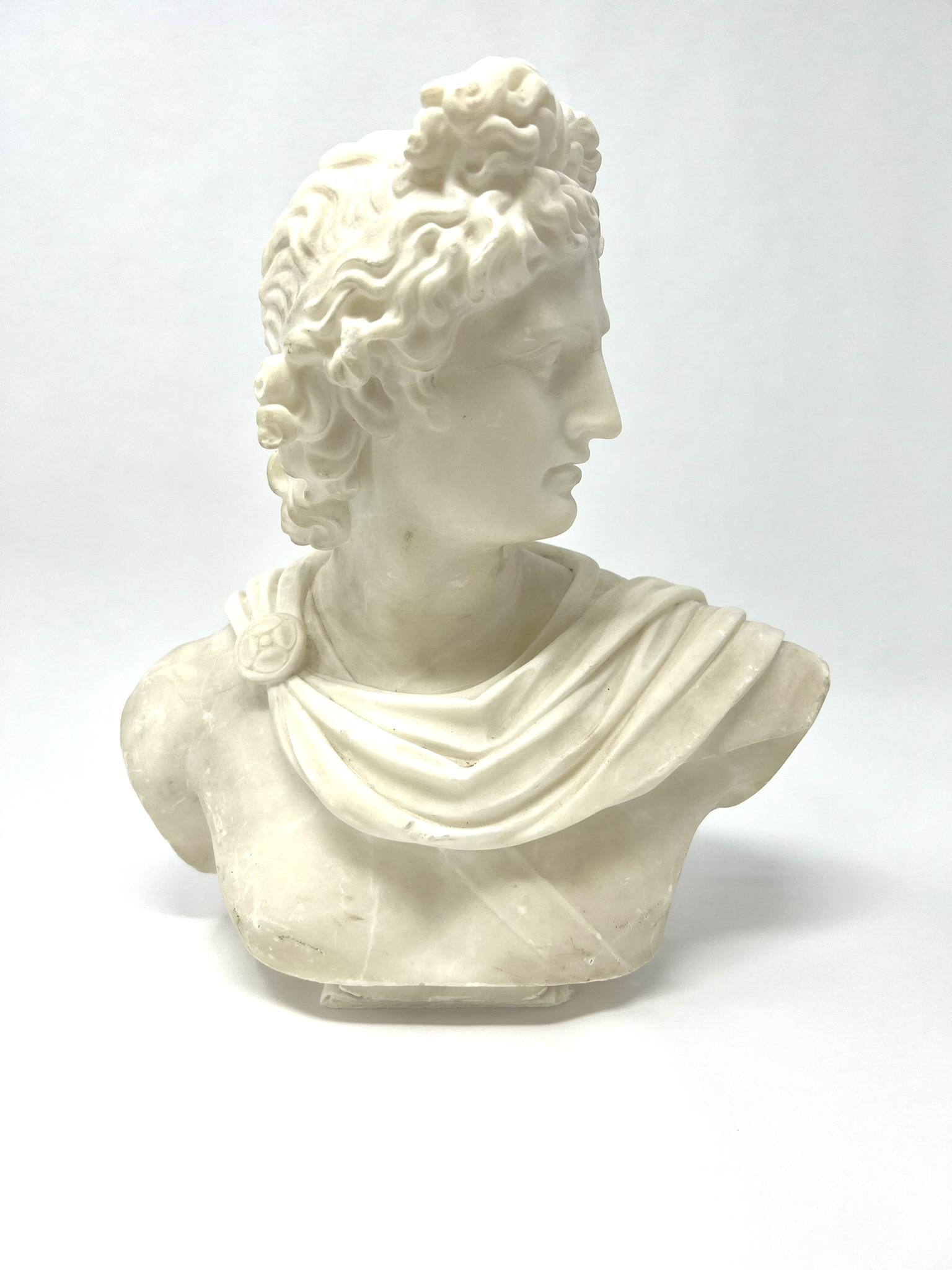 Antique/vintage alabaster bust of Apollo belvedere (1 of 18)