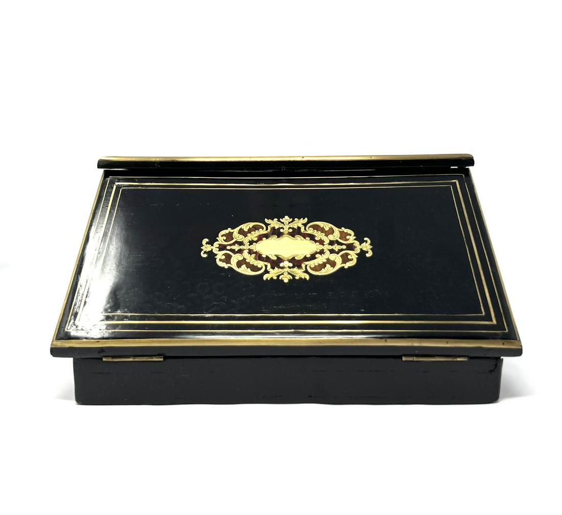 Antique French ebonized and tortoise shell inlaid document box (1 of 13)