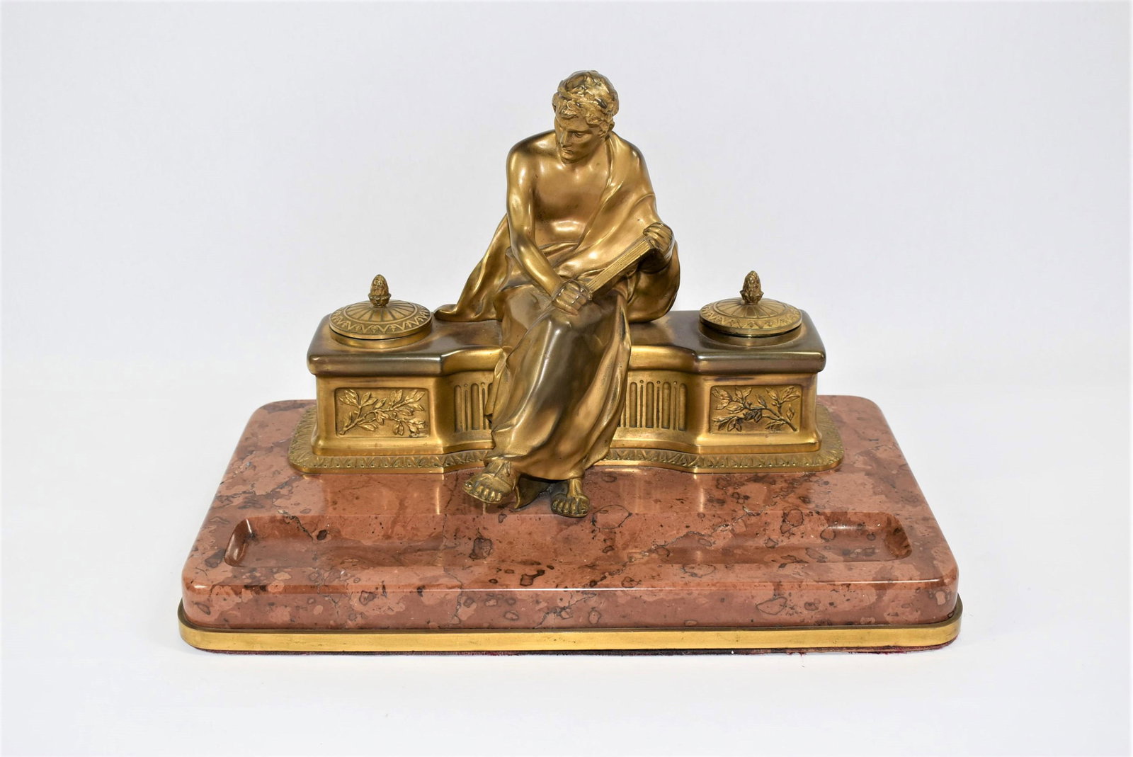 Antique French ormolu and marble figural inkstand (1 of 13)