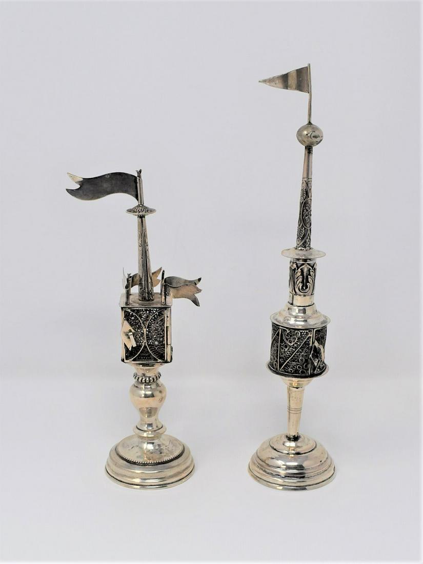 Two Antique German silver Judaica spice towers (1 of 17)