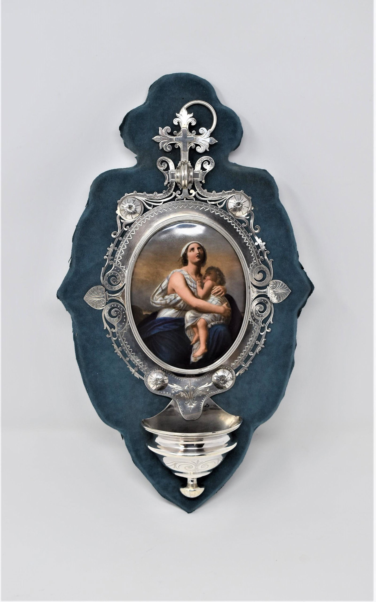 Antique Austro Hungarian silver & porcelain Holy water Font (1 of 9)