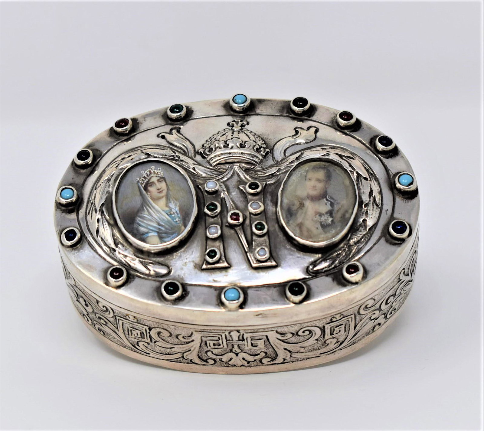 Antique German, Hanau silver Napoleon and Josephine box (1 of 18)