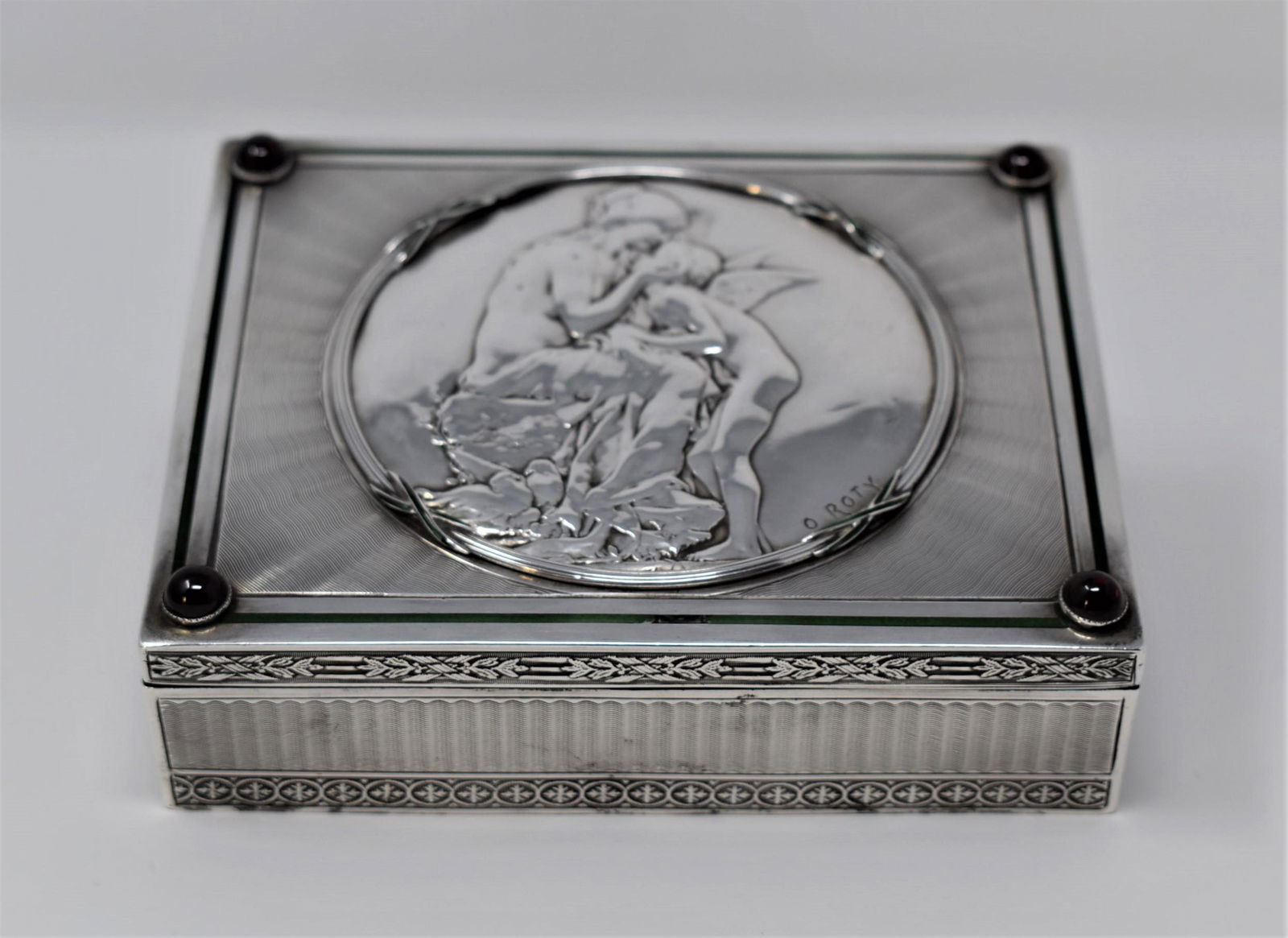 Antique French silver and enamel cigarette box circa 1910 (1 of 15)