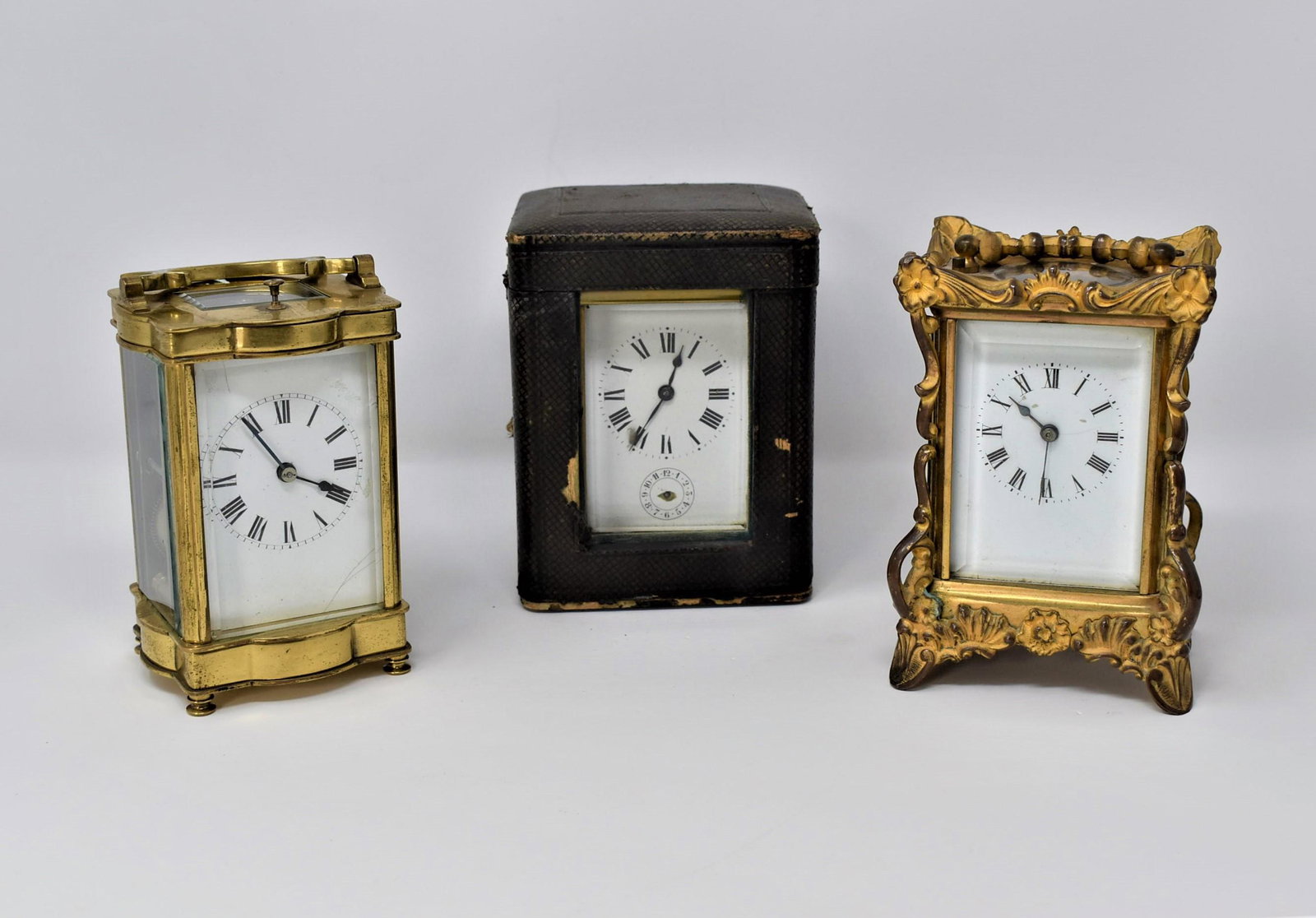 Grouping of three antique carriage clocks (1 of 20)