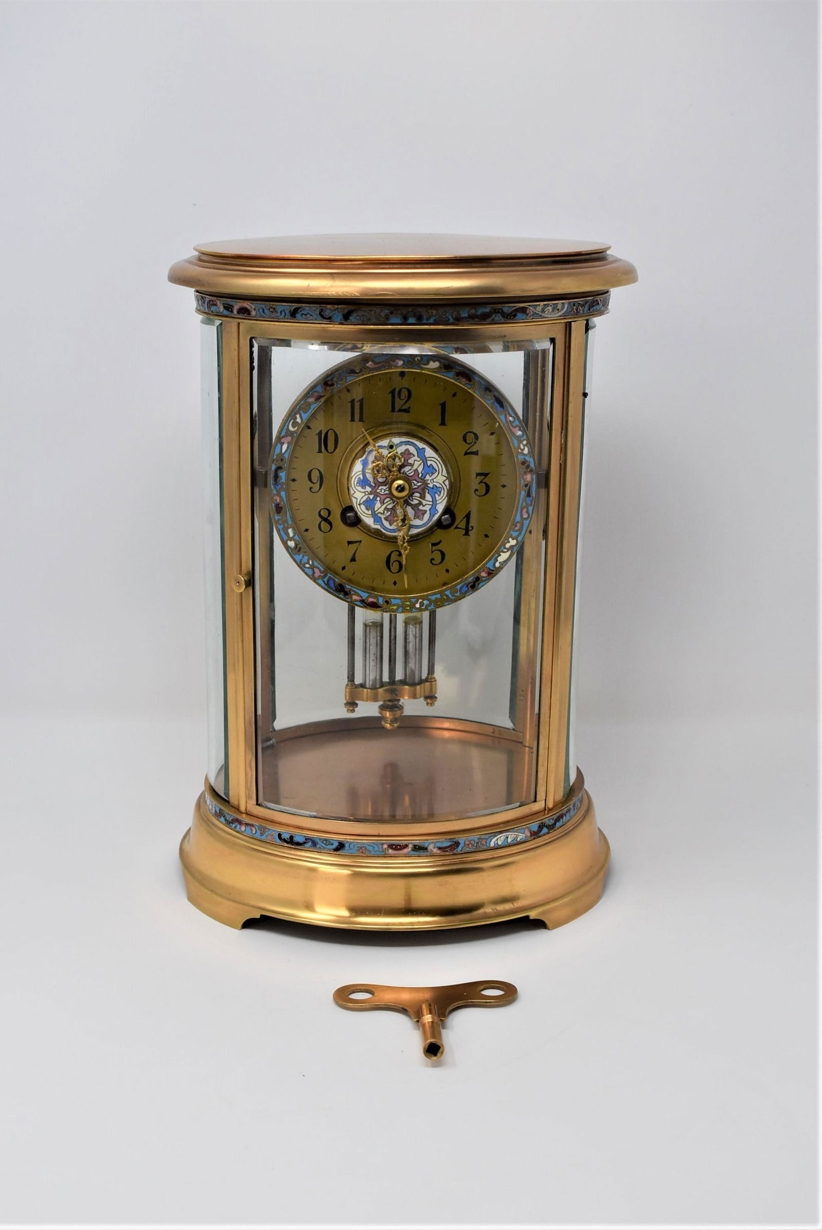 Antique French ormolu and champleve enamel regulator clock (1 of 18)