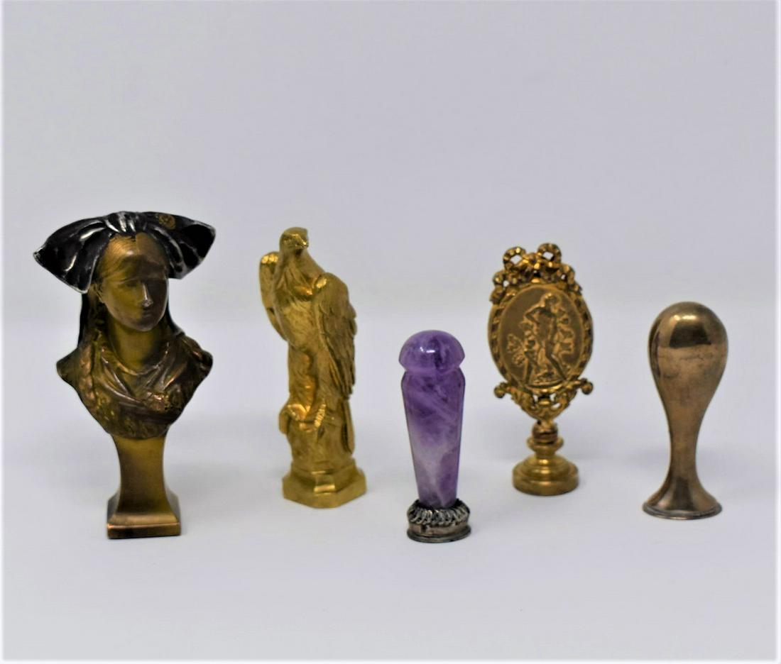 Grouping of 5 antique wax seals (1 of 14)