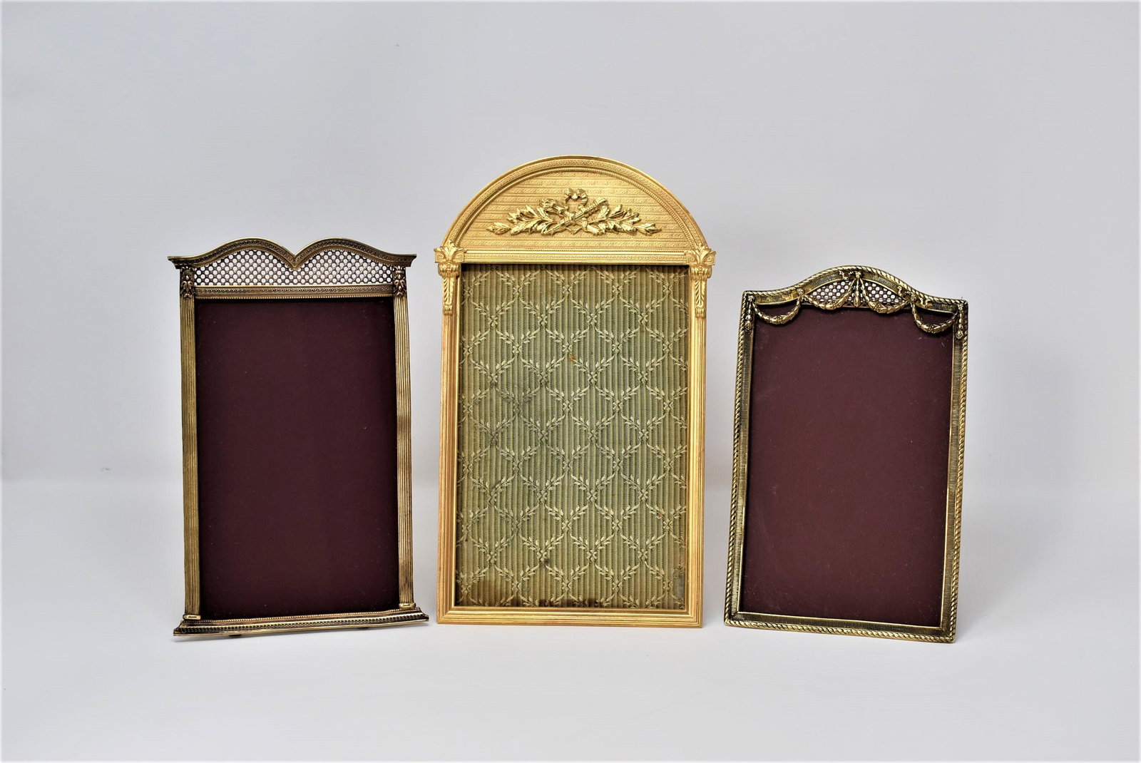 Grouping of three antique French gilt brass frames (1 of 10)