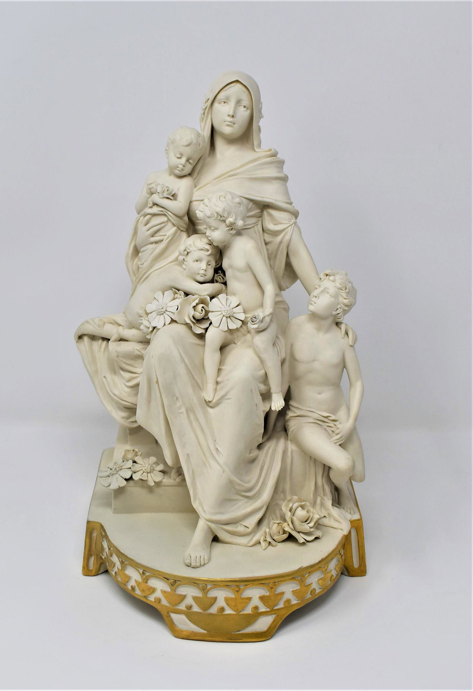 Antique French biscuit porcelain group allegory of motherhood (1 of 17)