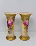 Pair of Royal Worcester Roses vases, Green label