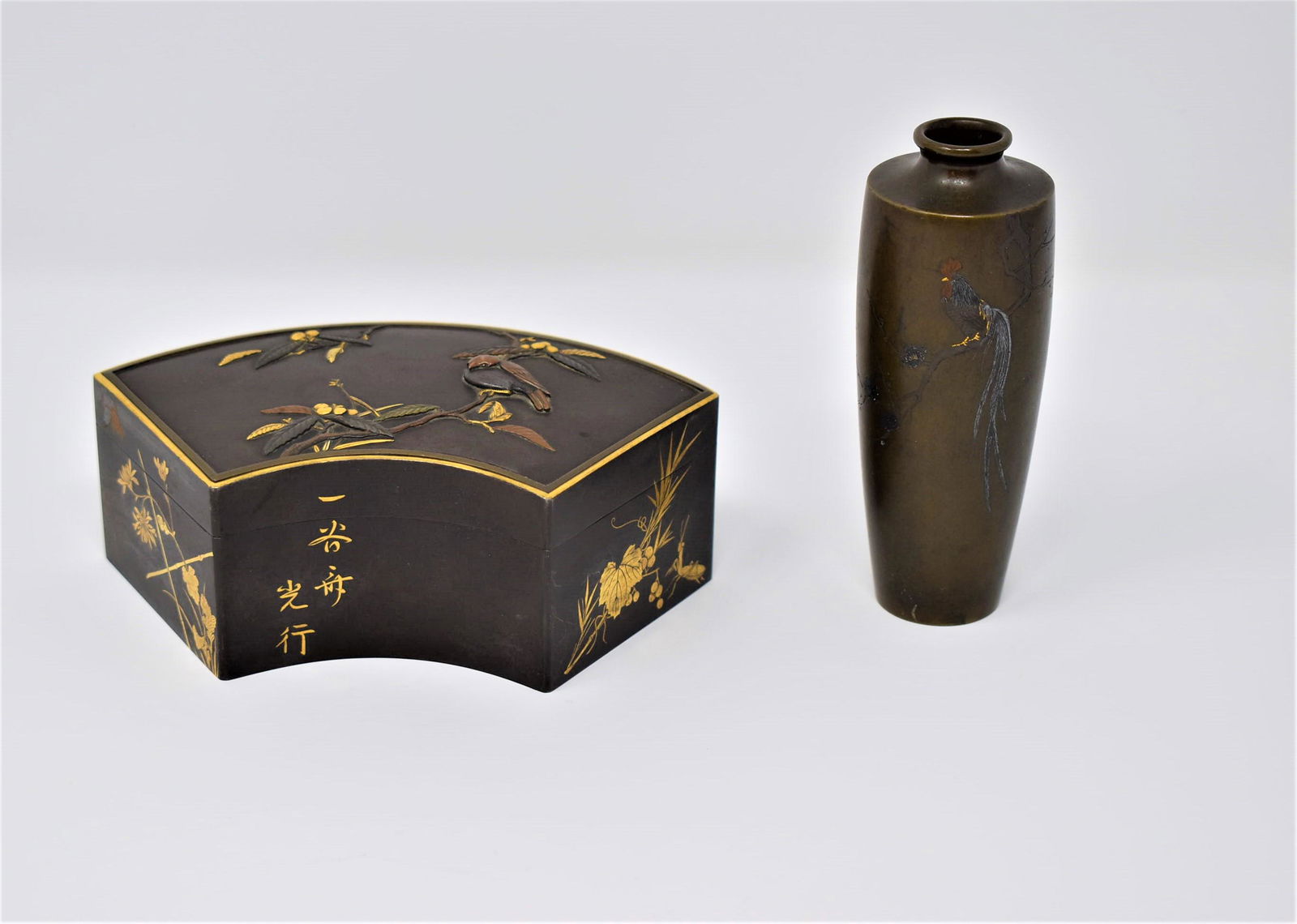 Grouping of two antique Japanese, Meiji bronze  items (1 of 17)