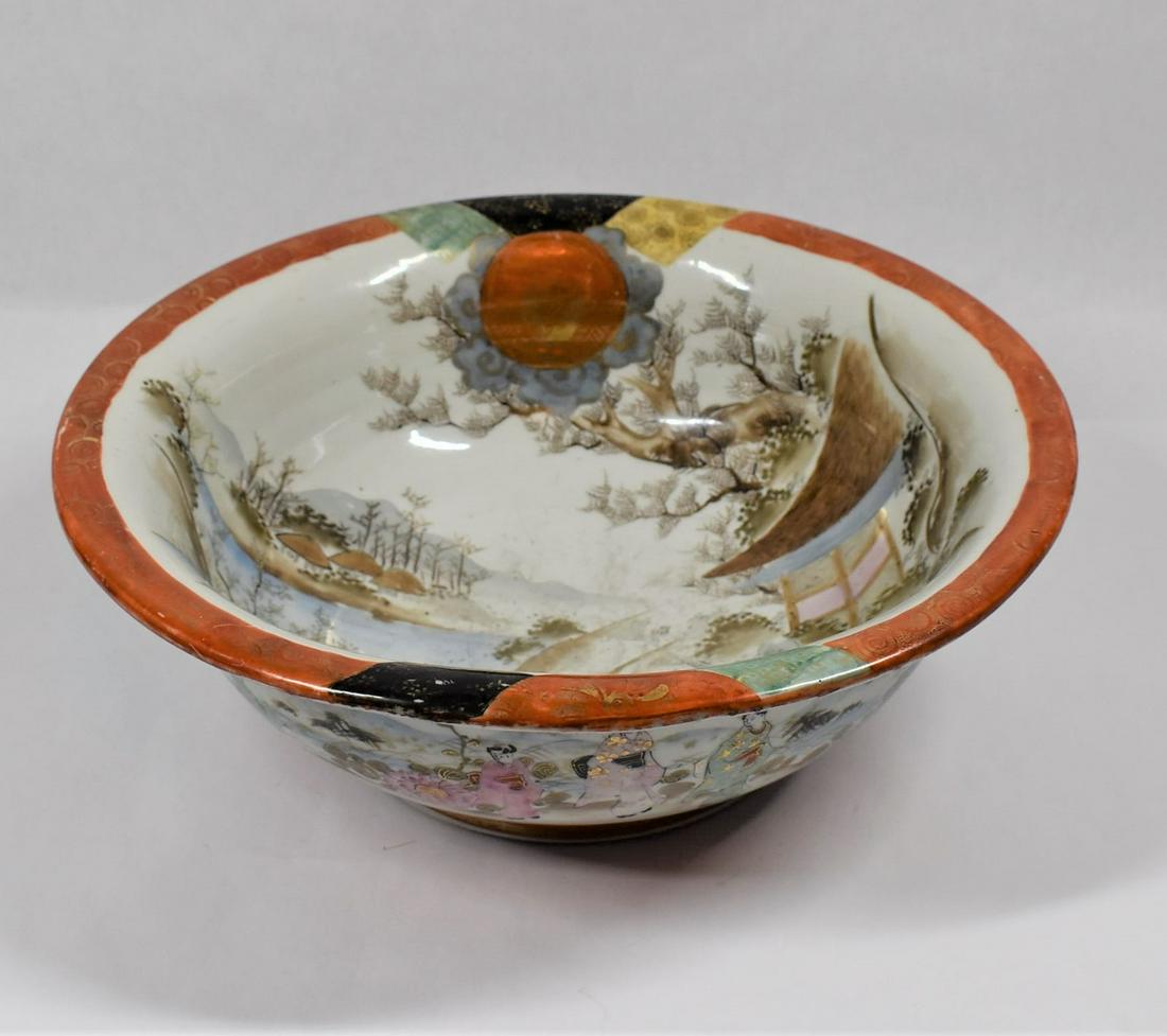 Large antique Japanese Kutani porcelain bowl, 19th century (1 of 10)