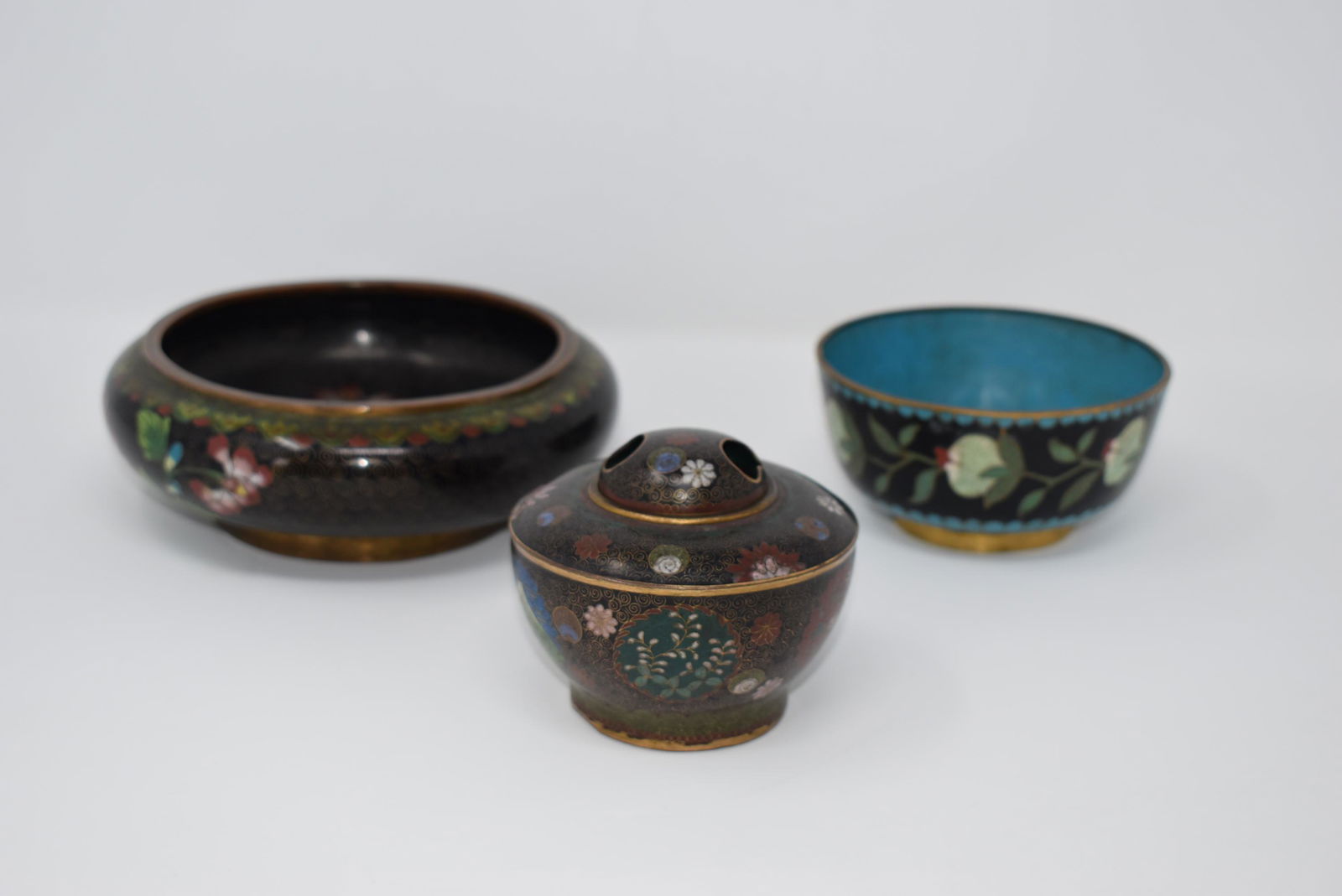 Grouping of three Japanese cloisonne items (1 of 20)