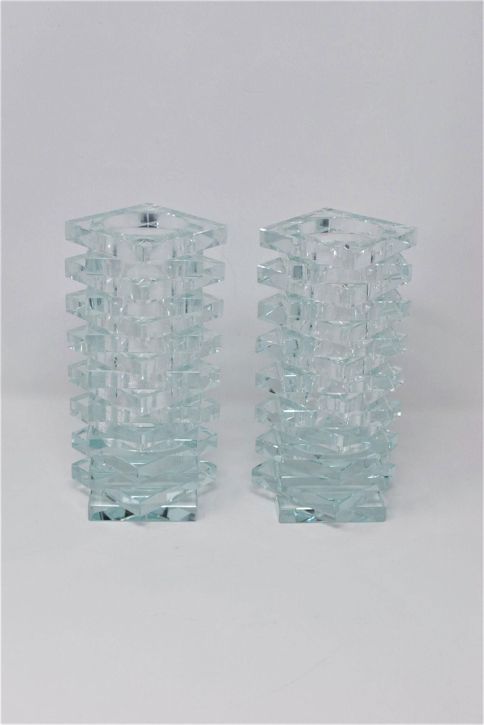 A pair of vintage brutalist style glass vases (1 of 7)