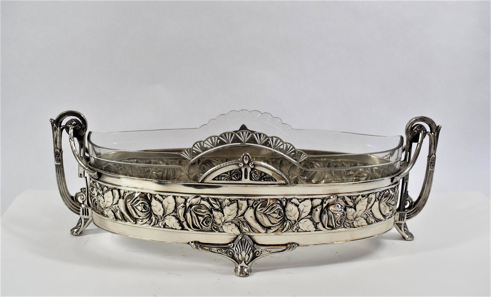 Large Art Deco silver plated jardiniere with Glass insert (1 of 14)