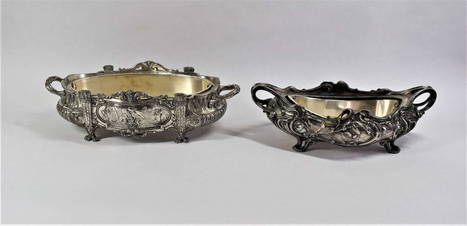Grouping of two antique French silver plated jardinieres (1 of 16)