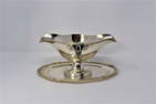 Large Christofle silver-plated sauce boat with underplate