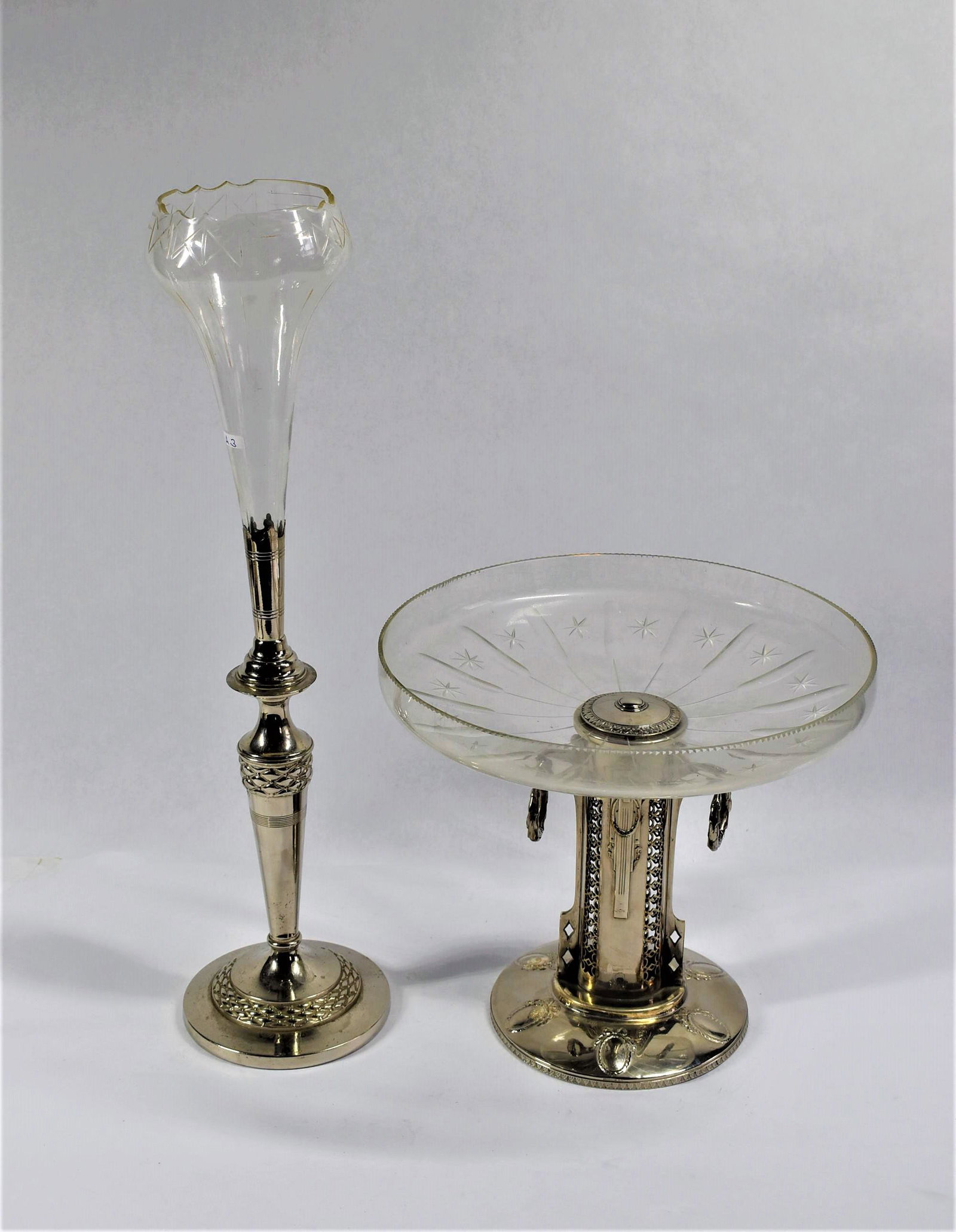 Antique  silvered metal Tazza and epergne, circa 1910 (1 of 17)