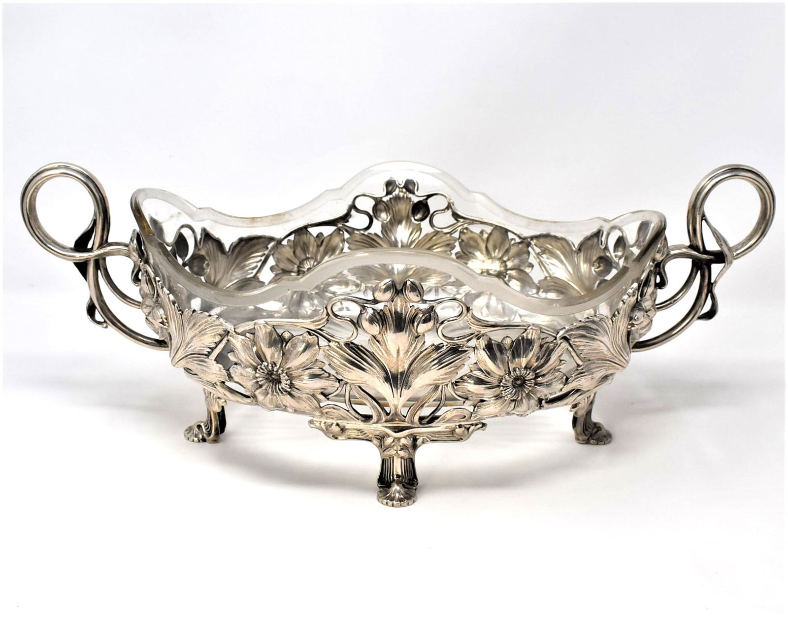 German Art Nouveau period  silver and glass jardiniere (1 of 17)