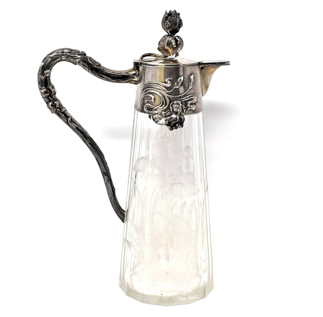 WURST, Art Nouveau sterling silver and glass claret jug / decanter (1 of 18)