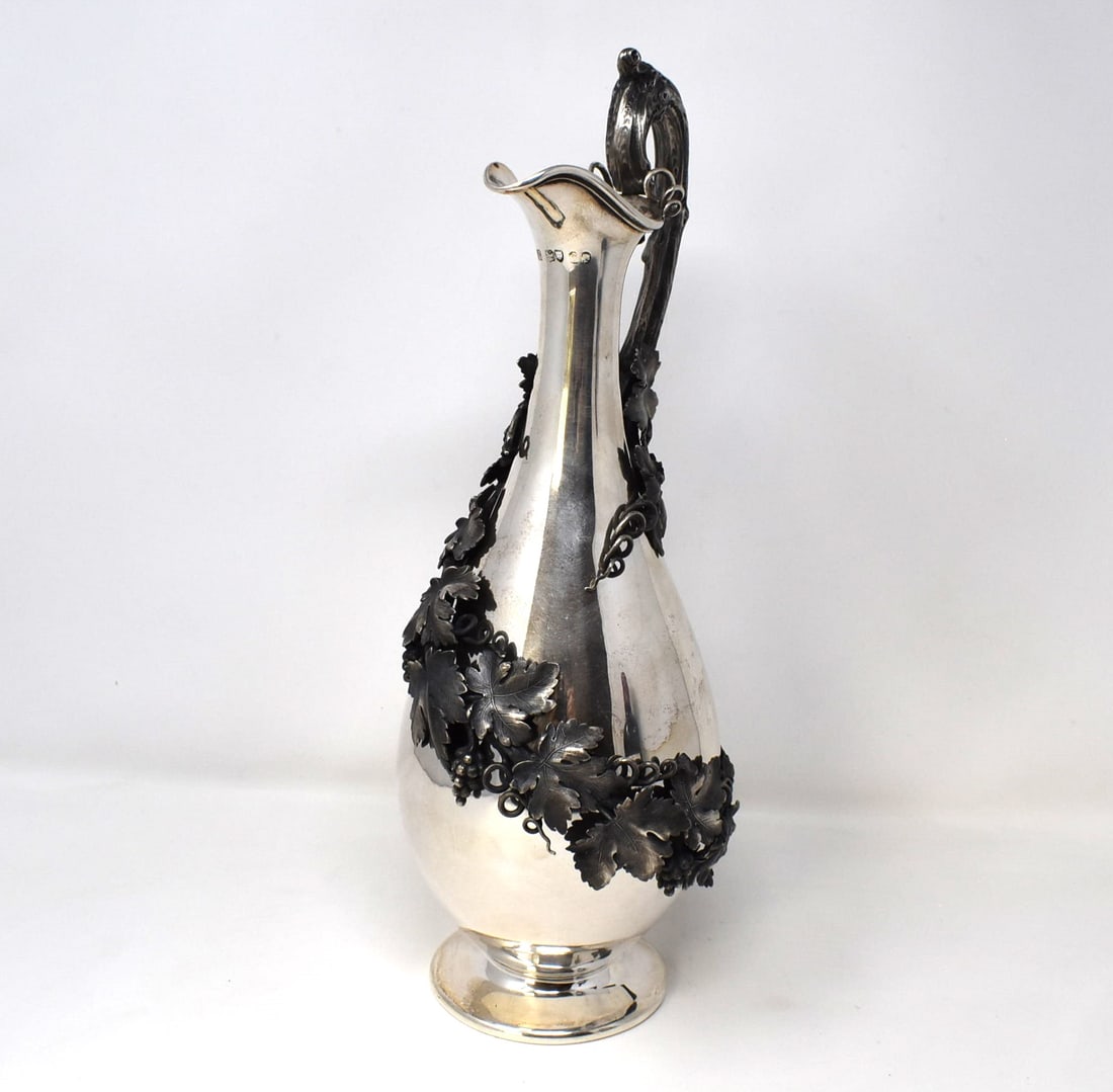Edward & John Barnard Vine motif English sterling Silver Ewer. (1 of 17)