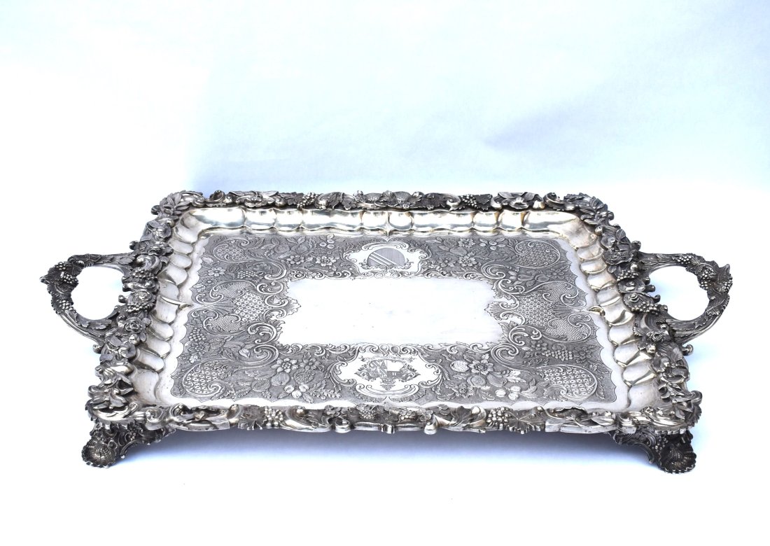 Massive  William IV silver two-handled tray, John Edward Terrey, 1833 (1 of 20)