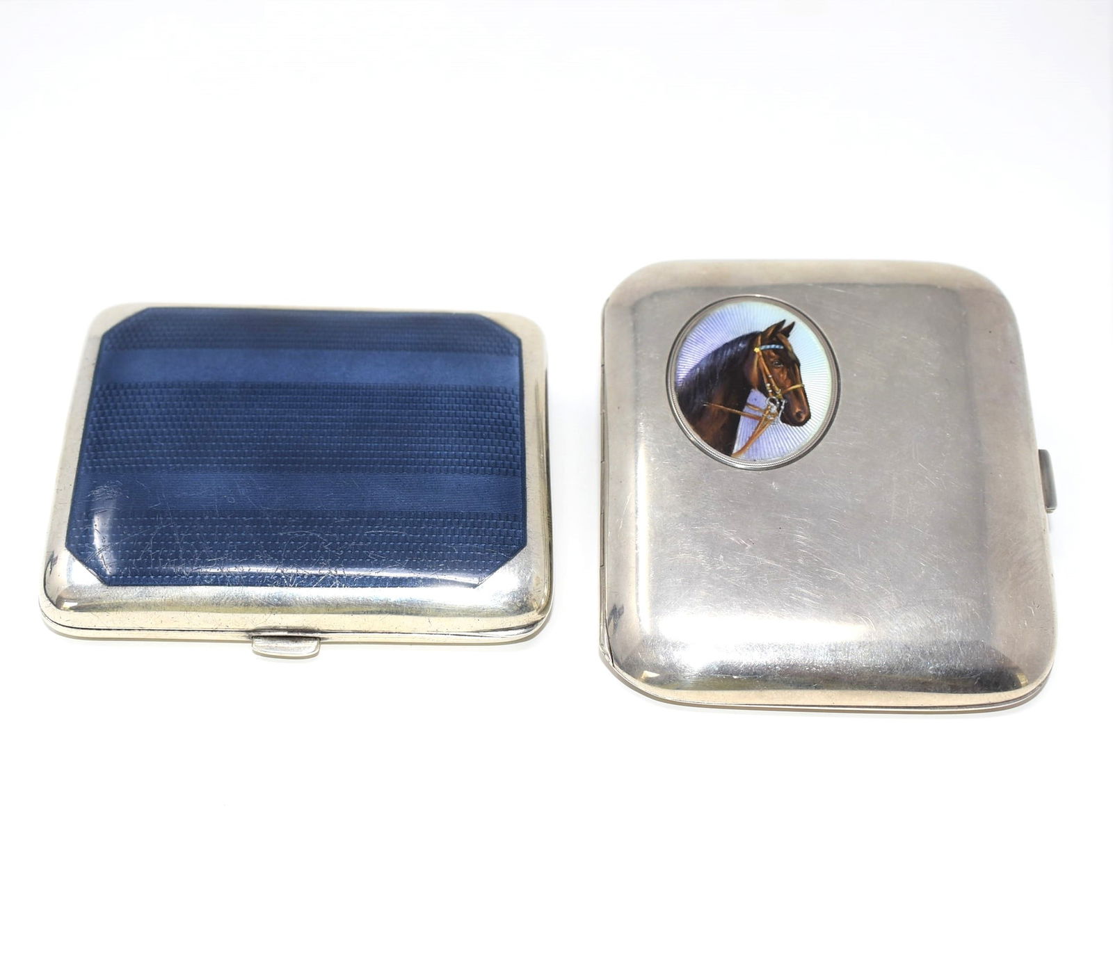 2 Art Deco Sterling silver guilloche enamel decorated cigarette cases (1 of 14)