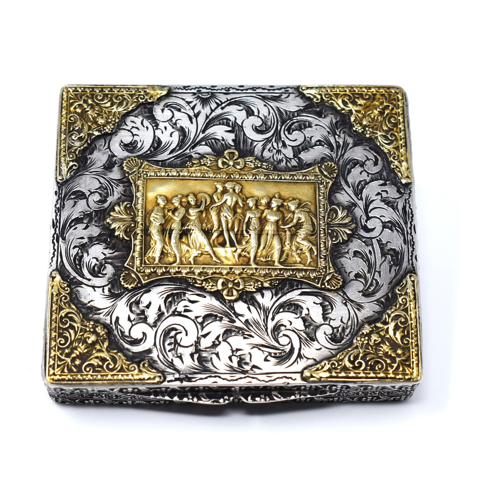 Antique Italian 800 silver and silver gilt compact / box (1 of 13)