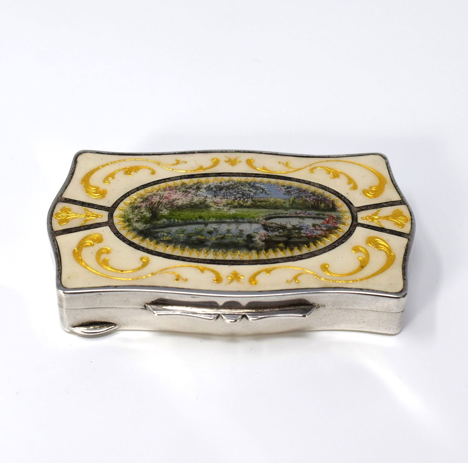 Antique continental silver and enamel snuff box/ case (1 of 13)