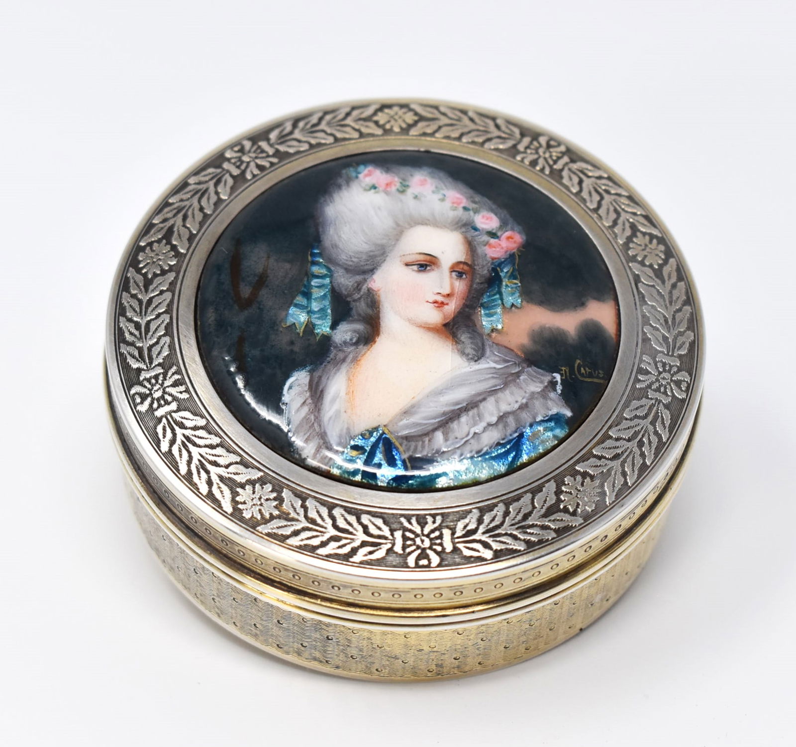 Antique French silver guilloche and enamel box and cover (1 of 11)